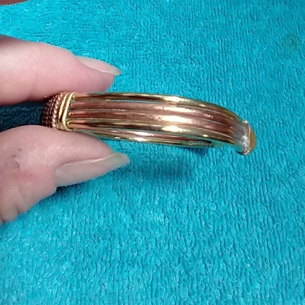 Brass and Copper Tone Cuff Bracelet Vintage